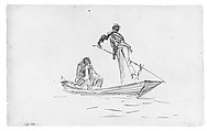 Figures in Gondola, John Singer Sargent (American, Florence 1856–1925 London), Graphite on off-white wove paper, American